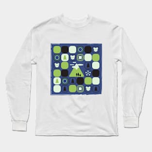 Squares in a square with green mountain Long Sleeve T-Shirt